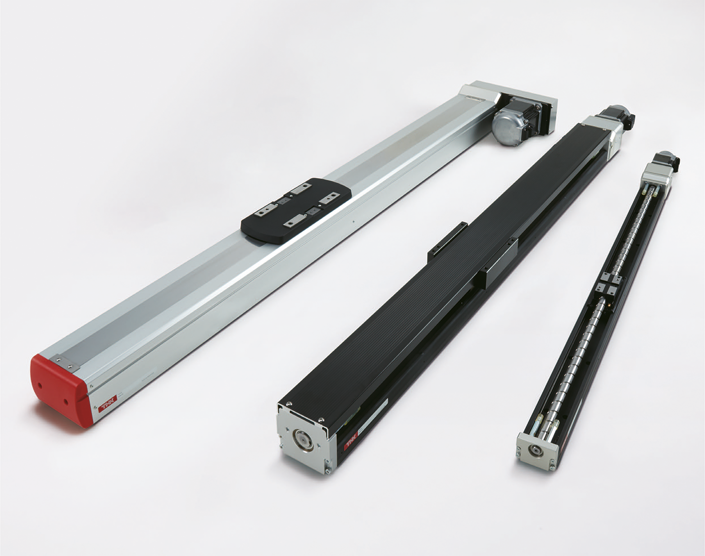 Compact KSF linear actuator in open design, with cover plate, and in enclosed design